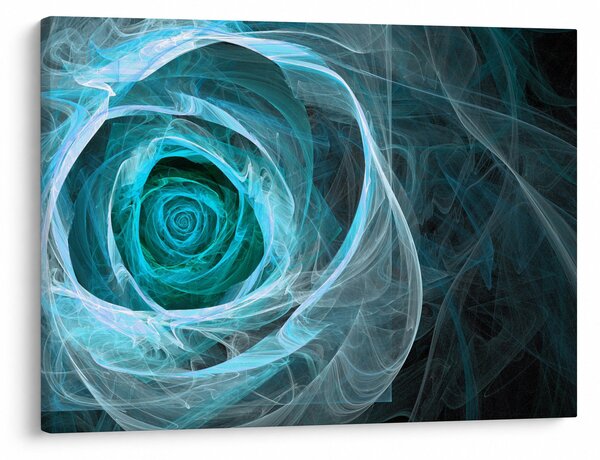 Obraz - Abstraktní růže modrá s černým pozadím (70x50 cm)