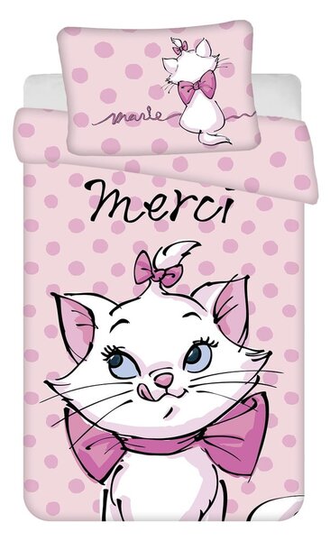 Růžové bavlněné dětské povlečení do postýlky 100x135 cm Marie Cat "Merci" – Jerry Fabrics