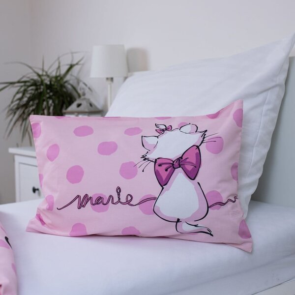 Růžové bavlněné dětské povlečení do postýlky 100x135 cm Marie Cat "Merci" – Jerry Fabrics