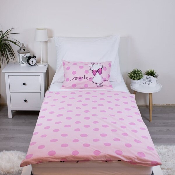 Růžové bavlněné dětské povlečení do postýlky 100x135 cm Marie Cat "Merci" – Jerry Fabrics