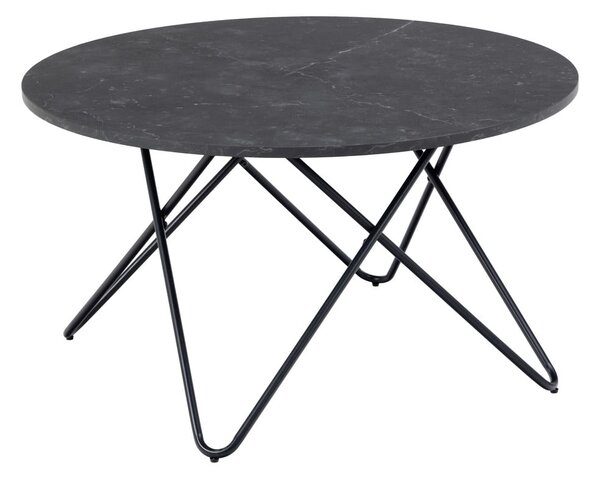 Černý kulatý konferenční stolek s deskou v dekoru mramoru ø 80 cm Wyre – Actona