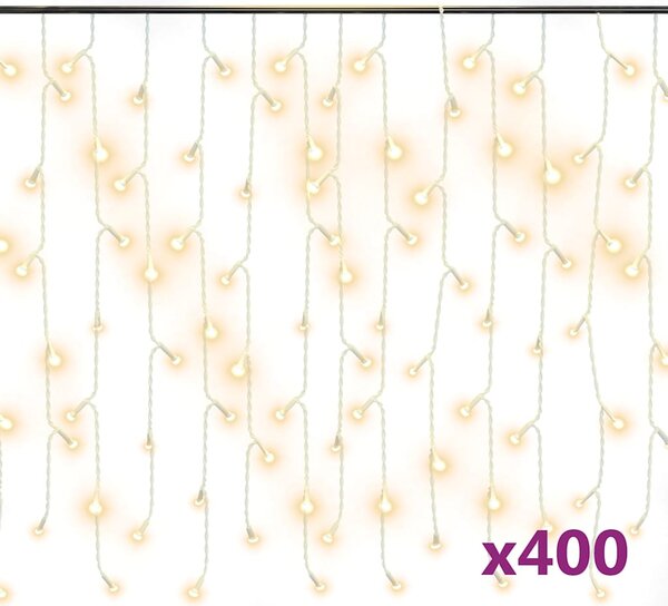 LED světelný závěs s rampouchy 10 m 400 LED teplý bílý 8 funkcí 328908