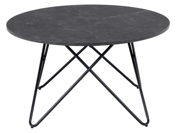 Černý kulatý konferenční stolek s deskou v dekoru mramoru ø 80 cm Wyre – Actona