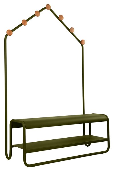Fermob Zelená kovová dětská lavice do šatny Funambule 113 cm - odstín pesto