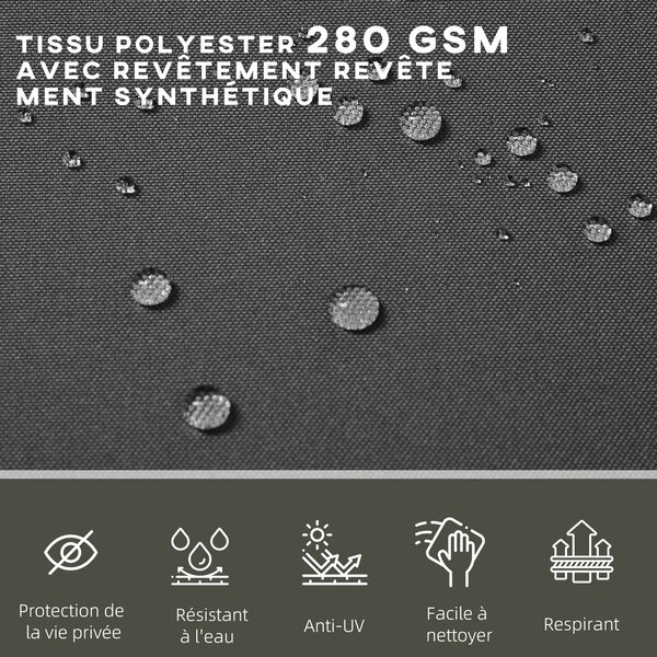Outsunny Dvoubarevná Záclona pro Soukromí Polohovatelný Slunečník rozměry 6L x 1.80H m Vysoce Hustý Antivirový Polyester 180 g/m² Šedá a Černá | Aosom