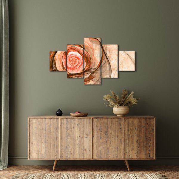 Obraz - Abstraktní růže růžová s bílým pozadím (125x70 cm)