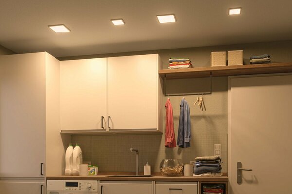 PAULMANN LED vestavné svítidlo Areo VariFit IP44 hranaté 118x118mm 6,5W 4.000K bílá 930.41