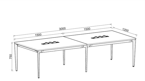 Jednací stůl Houseland Profit Meet 02 se 6 zásuvkami 300 cm dub přírodní