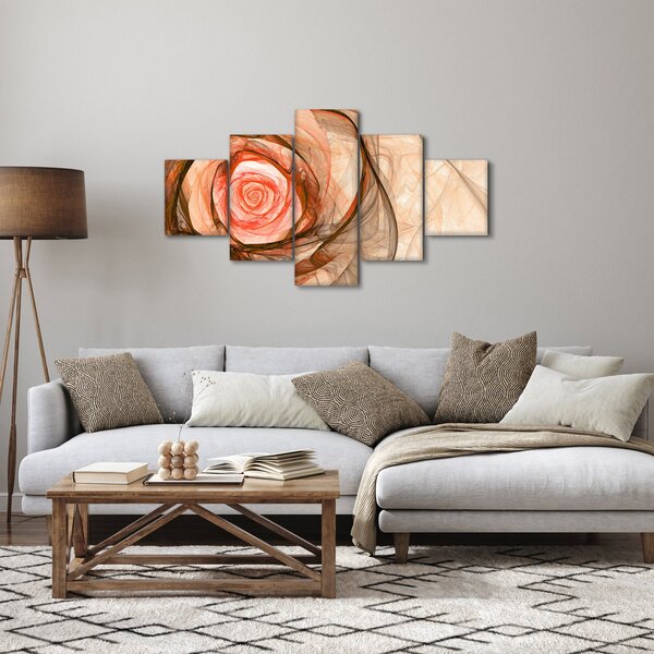 Obraz - Abstraktní růže růžová s bílým pozadím (125x70 cm)