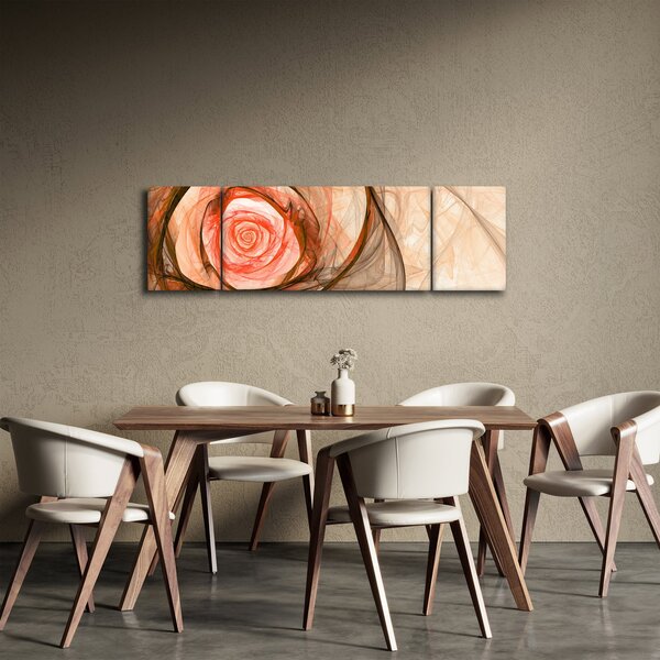 Obraz - Abstraktní růže růžová s bílým pozadím (170x50 cm)