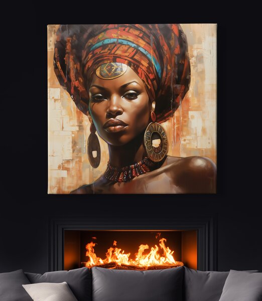 Obraz na plátně - Africká žena s turbanem FeelHappy.cz Vyberte rozměr (Šířka/Výška): 40 x 40 cm