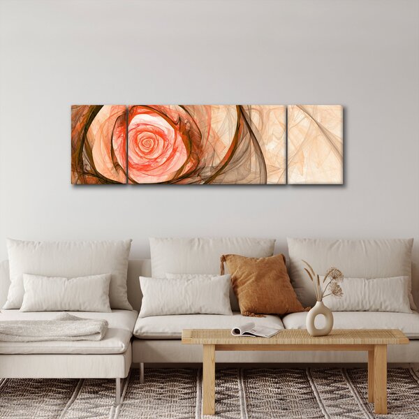 Obraz - Abstraktní růže růžová s bílým pozadím (170x50 cm)