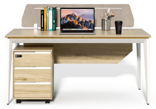 Kancelářský stůl s kontejnerem Houseland Profit Max 01 1608 dub/bílý