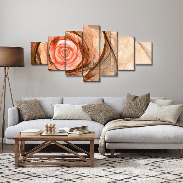 Obraz - Abstraktní růže růžová s bílým pozadím (210x100 cm)