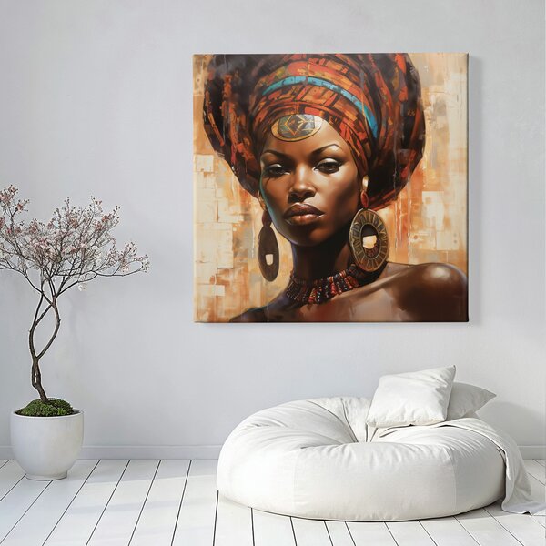 Obraz na plátně - Africká žena s turbanem FeelHappy.cz Vyberte rozměr (Šířka/Výška): 40 x 40 cm