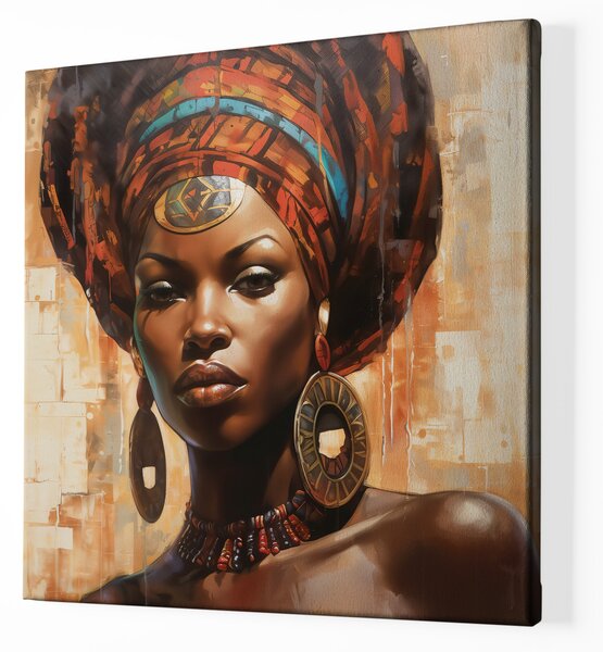 Obraz na plátně - Africká žena s turbanem FeelHappy.cz Vyberte rozměr (Šířka/Výška): 40 x 40 cm