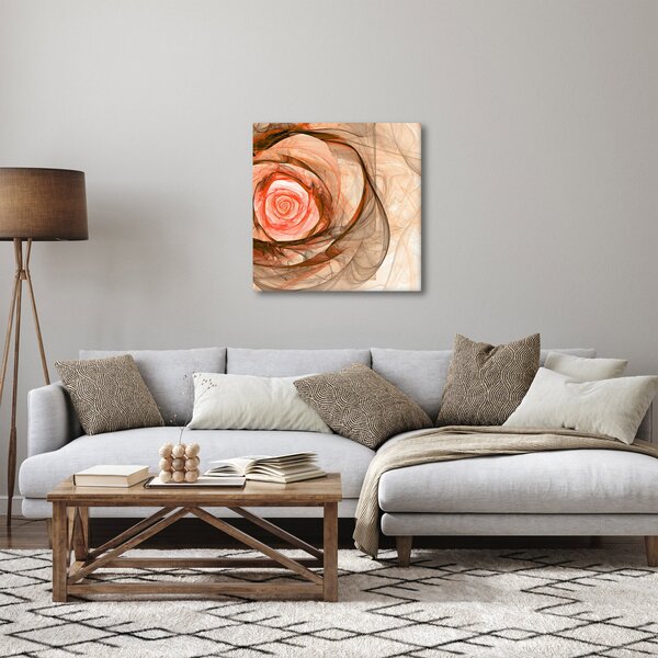 Obraz - Abstraktní růže růžová s bílým pozadím (30x30 cm)