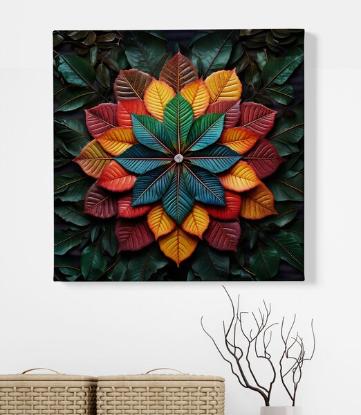 Obraz na plátně - Mandala barevné listy FeelHappy.cz Vyberte rozměr (Šířka/Výška): 40 x 40 cm
