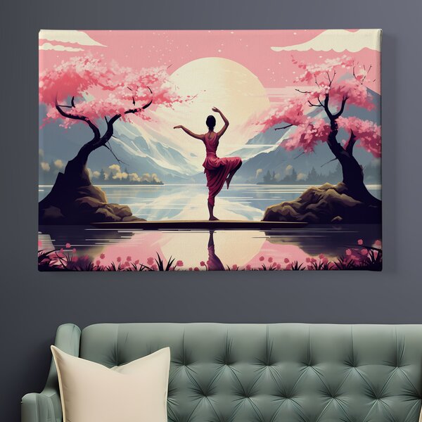 Obraz na plátně - BALANC, žena stojící mezi sakurami, Japonsko FeelHappy.cz Vyberte rozměr (Šířka/Výška): 40 x 30 cm