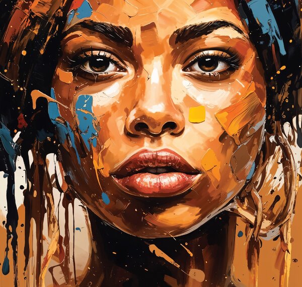 Obraz na plátně - Africká žena Aisha se zamyšleným pohledem FeelHappy.cz Vyberte rozměr (Šířka/Výška): 60 x 60 cm