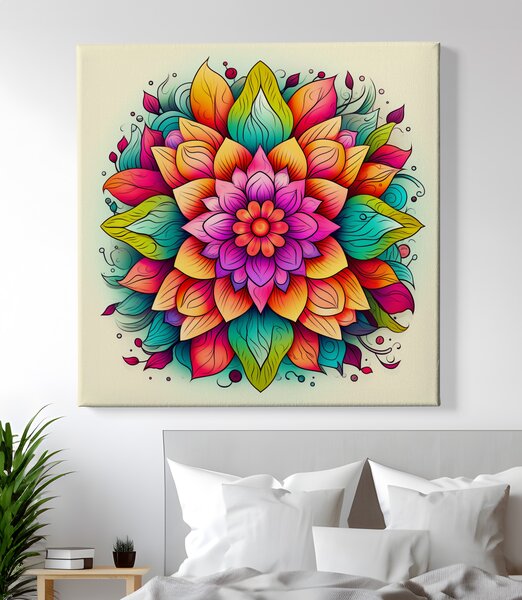 Obraz na plátně - Mandala květinka FeelHappy.cz Vyberte rozměr (Šířka/Výška): 40 x 40 cm