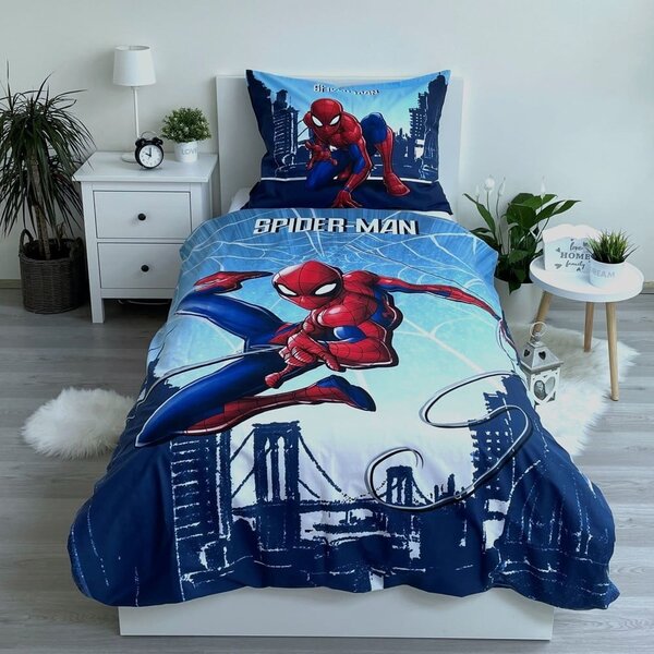 Modré bavlněné dětské povlečení na jednolůžko 140x200 cm Spider-man "Blue" – Jerry Fabrics