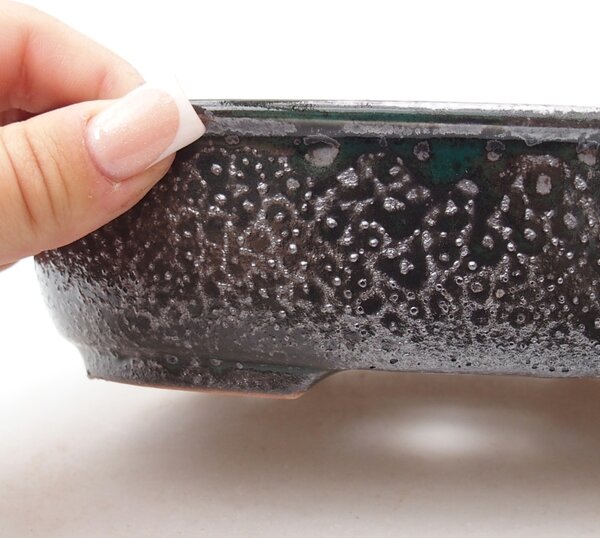 E-bonsai Keramická bonsai miska 19 x 14,5 x 4,5 cm kovovozelená