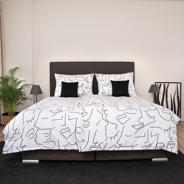 Povlečení SATÉN DESIGN face bíločerná 140 x 200/70 x 90 cm