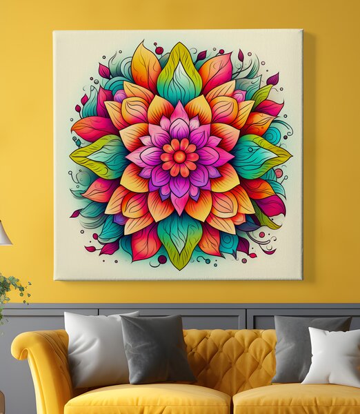 Obraz na plátně - Mandala květinka FeelHappy.cz Vyberte rozměr (Šířka/Výška): 40 x 40 cm
