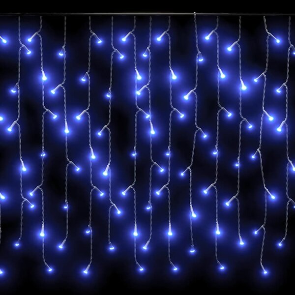 LED světelný závěs s rampouchy 10 m 400 LED modrý 8 funkcí 328913