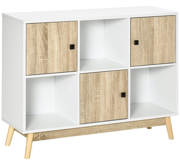HOMCOM Úložná police s bufetem se 6 kostkami pro obývací pokoj, jídelnu, ložnici 96L x 30W x 75H cm bílá a dub | Aosom