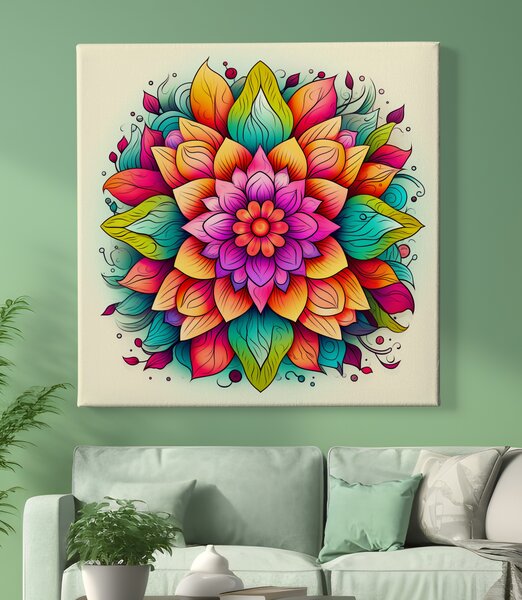 Obraz na plátně - Mandala květinka FeelHappy.cz Vyberte rozměr (Šířka/Výška): 40 x 40 cm