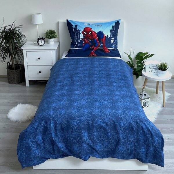 Modré bavlněné dětské povlečení na jednolůžko 140x200 cm Spider-man "Blue" – Jerry Fabrics