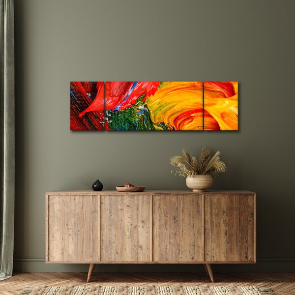 Obraz - Modrení abstrakce štětcem (170x50 cm)