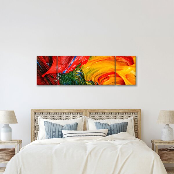 Obraz - Modrení abstrakce štětcem (170x50 cm)