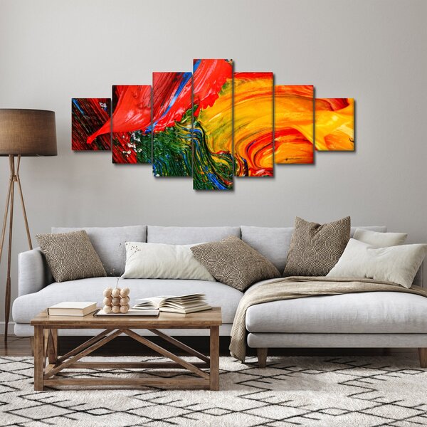 Obraz - Modrení abstrakce štětcem (210x100 cm)