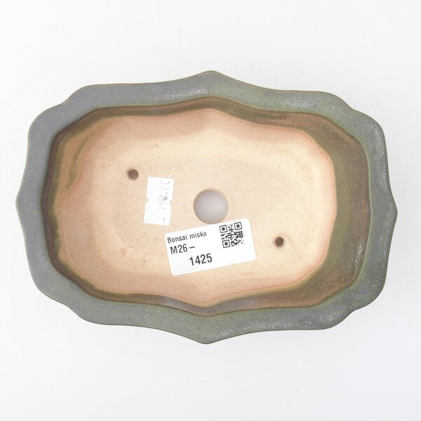 E-bonsai Keramická bonsai miska 15,5 x 11 x 4,5 cm kovovozelená