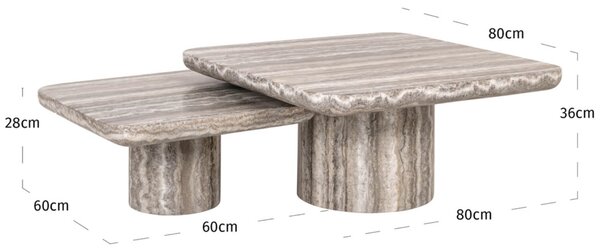 -25 % Dny MOMENTI– Richmond Set dvou kamenných konferenčních stolků Dulce 60x60 / 80x80 cm
