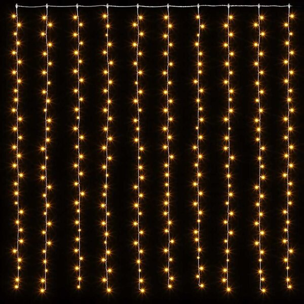 Světelný závěs 3 x 3 m 300 LED diod teplé bílé světlo 8 funkcí 328925