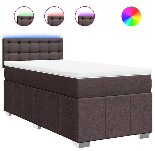 Box spring postel s matrací tmavě hnědá 90x200 cm textil 3289268