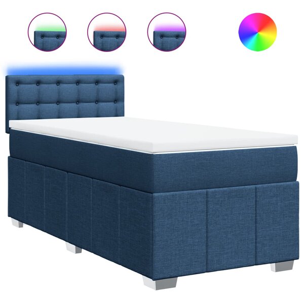 Box spring postel s matrací modrá 90x200 cm textil 3289271