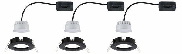 PAULMANN LED vestavné svítidlo Nova kruhové 3x6,5W černá/mat nevýklopné 3-krokové-stmívatelné 3ks sada 944.74