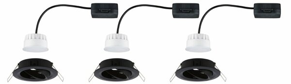 PAULMANN LED vestavné svítidlo Nova kruhové 3x6,5W teplá bílá černá/mat výklopné 3ks sada 944.71
