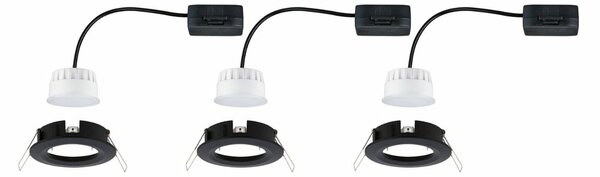 PAULMANN LED vestavné svítidlo Nova kruhové 3x6,5W teplá bílá černá/mat nevýklopné 3ks sada 944.73