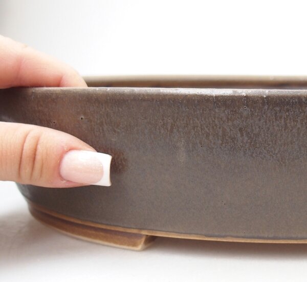 E-bonsai Keramická bonsai miska 31,5 x 27,5 x 6 cm hnědá