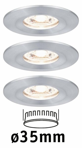 PAULMANN LED vestavné svítidlo Nova mini nevýklopné IP44 3x4W 2700K hliník broušený 230V 943.05