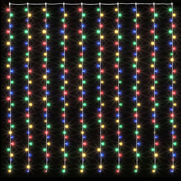 Světelný závěs 3x3 m 300 LED diod pestrobarevné světlo 8 funkcí 328932