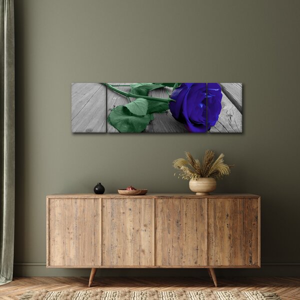 Obraz - Modrá růže se zeleným stonkem (170x50 cm)