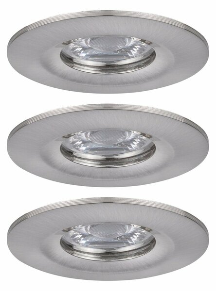 PAULMANN LED vestavné svítidlo Nova mini nevýklopné IP44 3x4W 2700K kov kartáčovaný 230V 943.01
