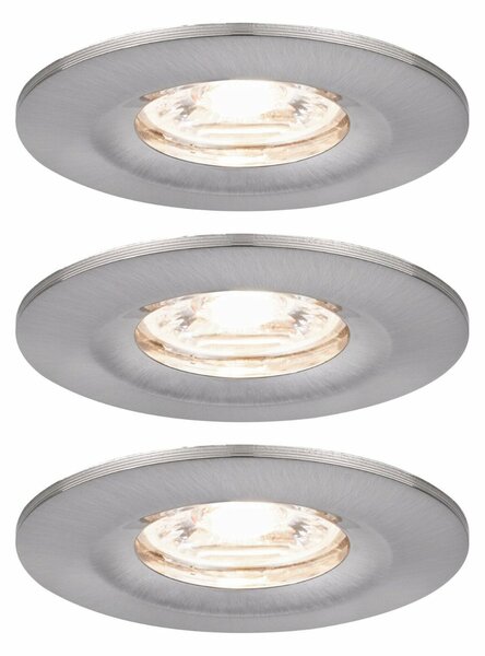PAULMANN LED vestavné svítidlo Nova mini nevýklopné IP44 3x4W 2700K kov kartáčovaný 230V 943.01